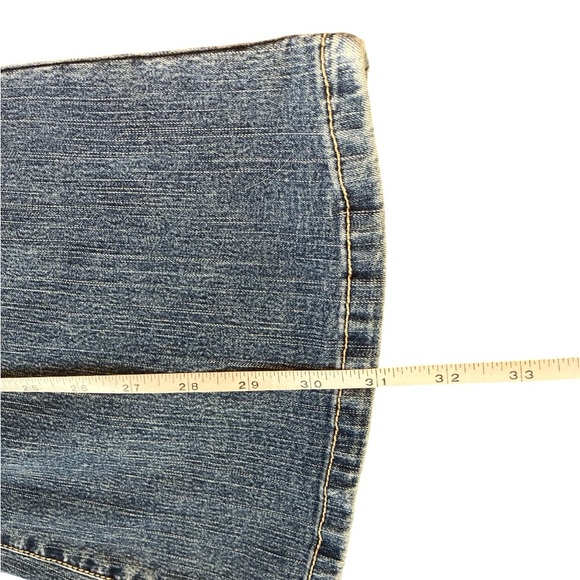 Younique Jeans Juniors 1 Blue Low Rise Flare Leg Butterfly Stretch Y2K - Picture 13 of 14